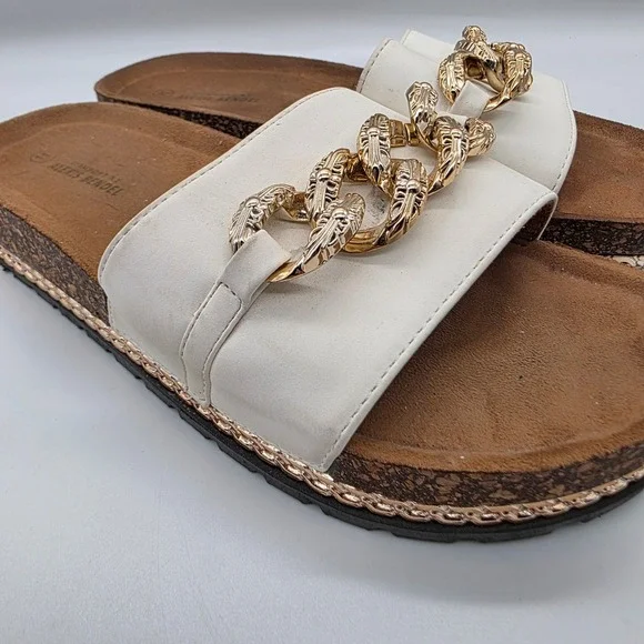 Alexis Bendel‎ White Chain Detail Slide Sandals Comfort Size 11 - Picture 5 of 9